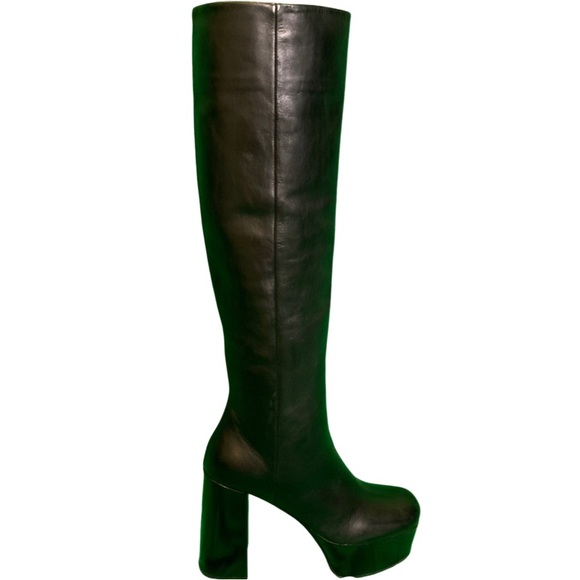 NWOB Prada Black Platform Leather Knee Boot - Sz 6 - Picture 2 of 8